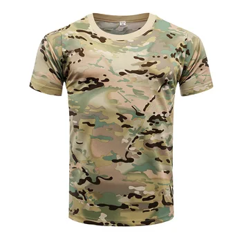 Vojenské Hry Elastické Okolo Krku Priedušná Krátky Rukáv T-Shirt Taktické Bielizeň Rýchle Suché Multi-Farba Voliteľná